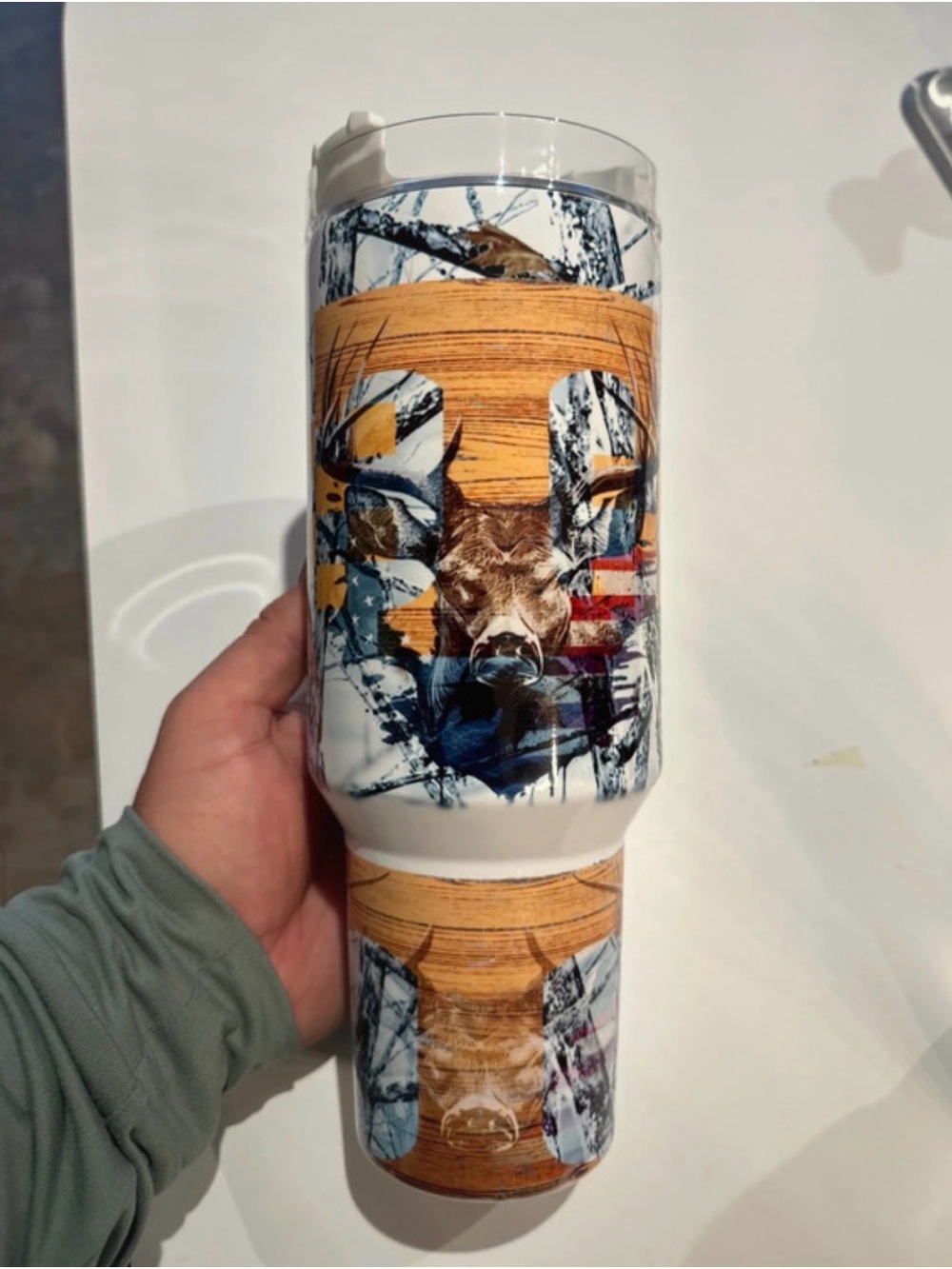 White Deer Graphic Travel Tumbler - Unbranded